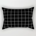 Close-up of black and white geometric grid pattern on a rectangular pillowcase - Cover Only / Fine Line Grid (DRD227-6)