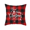 Klassischer roter Kissenbezug mit Karomuster, Weihnachtsrentier und Schneeflockenprint - Drd139-3 / 45x45 cm