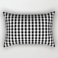 Close-up of modern black and white gingham lumbar pillow cover with fine fabric texture - Cover Only / Gingham Check (DRD227-8)
