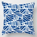 Modern square pillowcase with navy blue and white geometric marble pattern design - Dark Blue White Geometric Stripe (DRD113-16) / 18x18 Inch