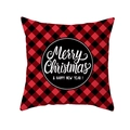 Detail of red and black buffalo plaid Christmas pillow cover with holiday greeting text - 45x45cm / Classic Red Black Buffalo Plaid Text (DRD139-7)