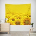 Large sunflower field wall tapestry for room decor on a clean white wall - 95x73cm (Brushed) / Sunflower Field (GT23-6)