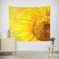 Detail of sunflower tapestry showing petal texture and vibrant floral photography colors - 95x73cm (Brushed) / Sunflower High-Definition Close-up (GT23-9)