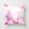 Peach skin pillow cover with pink and purple floral prints and dreamlike bokeh pattern - 45x45cm / DRD72-24