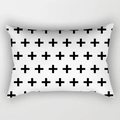 Modern black and white geometric plus pattern rectangle throw pillow cover on grey background - Cover Only / Cross Texture (DRD227-15)