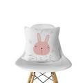 Detail of white throw pillow with pink cartoon bunny and It's a GIRL printed text - Pink Rabbit It's a Girl (DRD143-6)