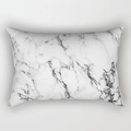 Modern lumbar pillow cover featuring white marble texture with grey geometric patterns - Cover Only / White Marble (DRD227-25)