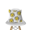 Detail of Nordic cartoon lion print cushion cover on a modern white chair - Little Lion with Glasses (DRD143-10)