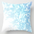 Square pillowcase featuring blue and white gradient polka dot geometric pattern design - Blue White Polka Dot Pixel Gradient (DRD113-19) / 18x18 Inch