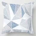 Modern square pillowcase with geometric triangle patterns in blue and grey marble tones - Blue Gray Triangle Patchwork (DRD113-20) / 18x18 Inch