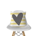 Detail of Nordic striped cushion cover with grey heart on a white designer chair - Grey Heart Polka Dot (DRD143-12)