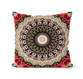 Square cushion cover with vintage kaleidoscope mandala pattern and floral accents - Digital Mandala Print (DRD138-1)