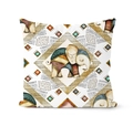 Ethnic geometric throw pillow cover with painted elephant print in bohemian style - Ethnic Elephant Totem (DRD138-3)