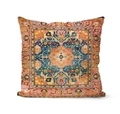 Bohemian geometric floral pattern throw pillow cover in vibrant pink and blue tones - Carpet Flower Pattern (DRD138-4)