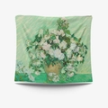 Arazzo artistico Rose di Van Gogh con motivo floreale verde per decoro parete - 130x150cm / Tessuto Spazzolato Sottile / Stile Rose Fresche (GT13-13)