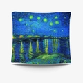 Fodera per cuscino quadrata con stampa artistica La Notte Stellata di Van Gogh - 130x150cm / Tessuto Spazzolato Sottile / Stile Notte Stellata sul Rodano (GT013-7)