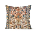 Housse de coussin carrée avec motif persan ethnique vintage en orange et bleu - Motif de Tapis Bleu Lac Vintage (DRD138-7)