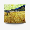 Fodera per cuscino artistica con il dipinto Campo di grano con mietitore di Van Gogh - 130x150cm / Tessuto Spazzolato Sottile / Stile I Mietitori Campo di Grano (GT13-12)