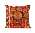 Housse de coussin bohème carrée avec motif ethnique géométrique rouge et orange - Motif Tapis Rouge Bohème (DRD138-8)