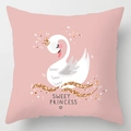 Roze vierkante kussensloop met kroonzwaan en Sweet Princess tekst van zachte stof - 45x45 cm / Kroon Zwaan Prinses (DRD111-6)
