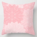 Vierkante kussenhoes met roze en wit mandala bloemenpatroon voor bank en interieur - 45x45 cm / Roze Wit Mandala (DRD111-7)