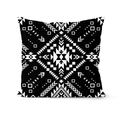 Housse de coussin carrée avec motifs géométriques tribaux aztèques noir et blanc - Motif Aztèque Noir Blanc (DRD138-13)