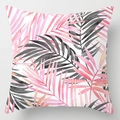 Vierkante kussensloop met roze en houtskool aquarel palmbladprint voor de bank - 45x45 cm / Roze Zwart Aquarel Palm (DRD111-9)