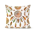 Housse de coussin bohème avec attrape-rêves et plumes colorées et motifs mandalas - Impression Attrape-rêves (DRD138-14)