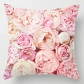 Roze kussenhoes met bloemenprint van zachte stof voor bank en slaapkamer decoratie - 45x45 cm / All-over Roze Roos (DRD111-11)