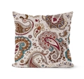Housse de coussin carrée à motif Paisley ethnique bohème en beige et bordeaux - Impression Paisley Vintage (DRD138-17)
