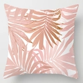 Vierkante kussenhoes met roze en bruine tropische palmbladeren en art-patronen - 45x45 cm / Artistieke Tropische Bladeren (DRD111-12)