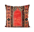 Housse de coussin carrée avec motifs géométriques ethniques persans rouge et cyan - Ethnique Rouge Vintage (DRD138-19)