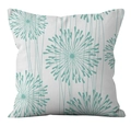 Vue détaillée du motif pissenlit sarcelle sur la texture d'une taie d'oreiller en lin blanc - Fleurs de Pissenlit Sarcelle Abstraites (YMD19-11)