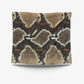 Detailed close-up of a square cushion cover featuring realistic brown snakeskin pattern - 95X73 (Peach Skin) / Snake Pattern (GT27-11)