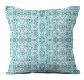 Détail de motifs géométriques tribaux sur un tissu en lin mélangé durable de housse - Imprimé Géométrique Sarcelle Bohème (YMD19-8)