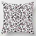 Vierkante kussensloop met roze hart en zwarte luipaardprint op witte achtergrond - 45x45 cm / Roze Hart Luipaardprint (DRD111-21)