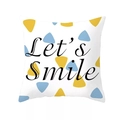 Federa per cuscino nordica bianca con triangoli gialli blu e scritta Let's Smile moderna - 45x45cm / Sorriso Geometrico Bianco (DRD167-7)