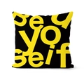 Nordic geometric throw pillow cover featuring bold yellow Be Yourself text on black - Pillowcase Only / Black Yellow Inspirational Text Style (CRD08-2)