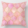 Roze en gouden vierkante kussenhoes met Marokkaans patroon voor bankdecoratie - 45x45 cm / Roze Marokkaanse Quatrefoil (DRD111-25)