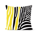 Square cushion cover with creative yellow and black asymmetric zebra print pattern - Pillowcase Only / Yellow Black Zebra Stripe Style (CRD08-4)