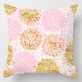 Vierkante witte kussensloop met roze en gouden glitter veren voor bank decoratie - 45x45 cm / Roze Vuurwerk Bloemen (DRD111-26)
