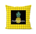 Nordic yellow pineapple cushion cover with black grid pattern and enthusiasm text - Yellow Black Grid Pineapple Style (CRD08-6)
