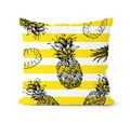 Nordic geometric pillow cover with yellow stripes and black pineapple sketch print - Yellow White Stripe Pineapple Style (CRD08-8)