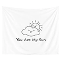 Minimalist white wall tapestry featuring black sun and You Are My Sun line art design - 95x73 / Sun and Clouds (GT20-4)