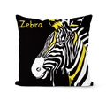 Nordic geometric throw pillow cover featuring a black zebra print with yellow accents - Black Base Zebra Head Style (CRD08-9)