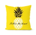 Yellow geometric pillow case with pineapple print and Follow the heart text - Yellow Base BW Pineapple Style (CRD08-10)