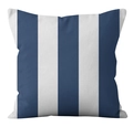 Detailed macro view of the durable linen texture on the blue striped square cushion cover - Ymd21-19 / 18x18 Inch