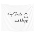 Modern white hanging tapestry with Keep Smile text for minimalist bedroom wall decor - 95x73 / Happy Smile Quote (GT20-9)
