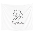 Minimalist Einstein Energy Milk Coffee wall tapestry in white polyester fabric - 95x73 / Science Humor Quote (GT20-12)