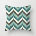 Macro shot of teal and mint green geometric wave pattern on a square cushion cover - Drd157-22 / 45x45 Peach Skin Velvet